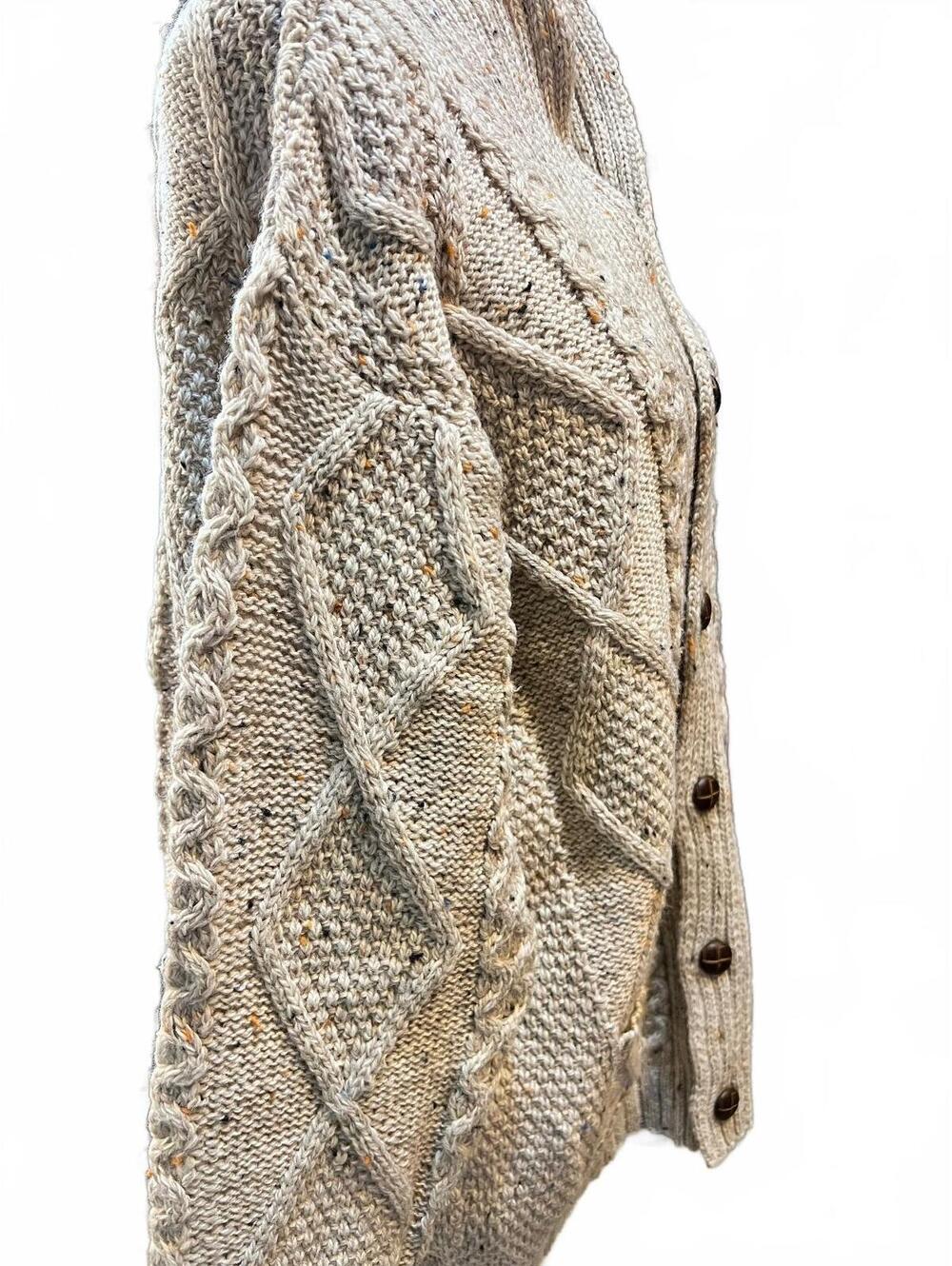 Aran Crafts Ireland Merino Wool Chunky Cable Knit Cardigan Size XL - Picture 3 of 9